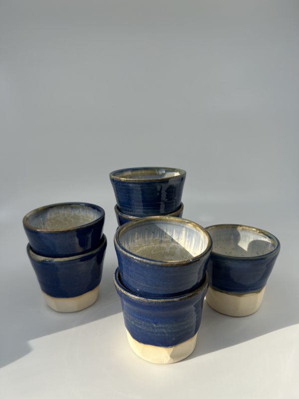 6 tasses à café en grès artisanal - Mare aux Oiseaux